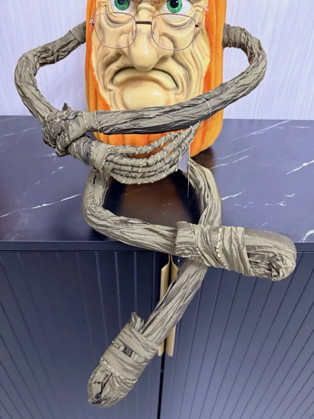 Katherines Collection Halloween Party Grumpy Leg Pumpkin Figurine Decoration.